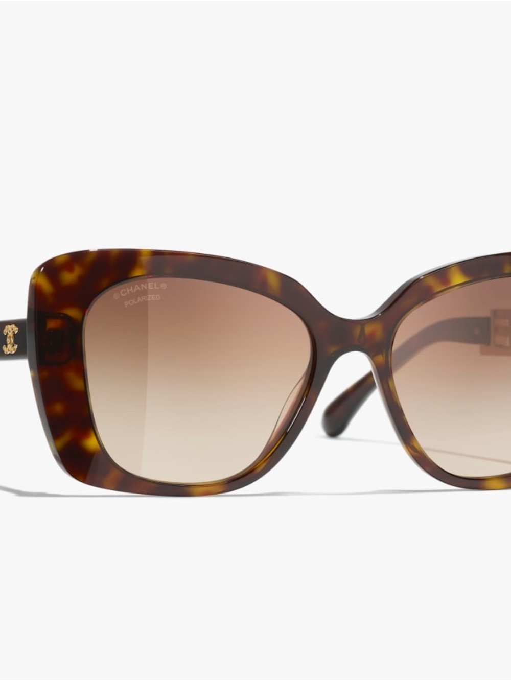 CHANEL Tortoiseshell Square Sunglasses with Brown Gradient Lenses